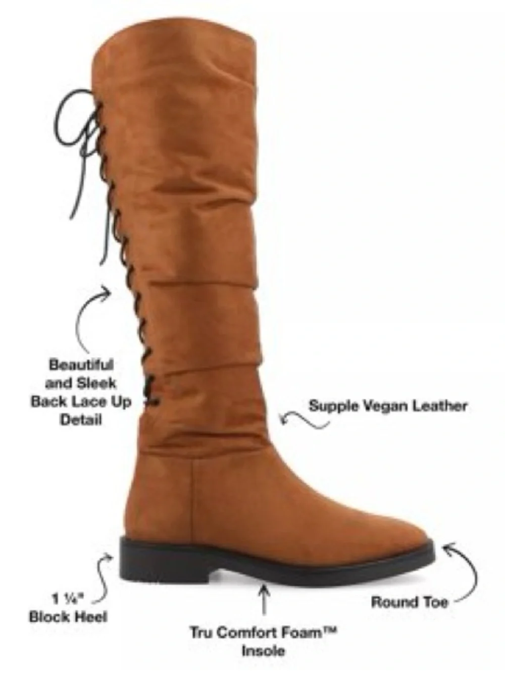 Journee Collection Tan Suede Over-the-Knee Slouch Boots